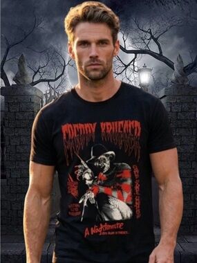 Freddy Krueger Halloween by MAD Engine Black Short-Sleeve Graphic Tee